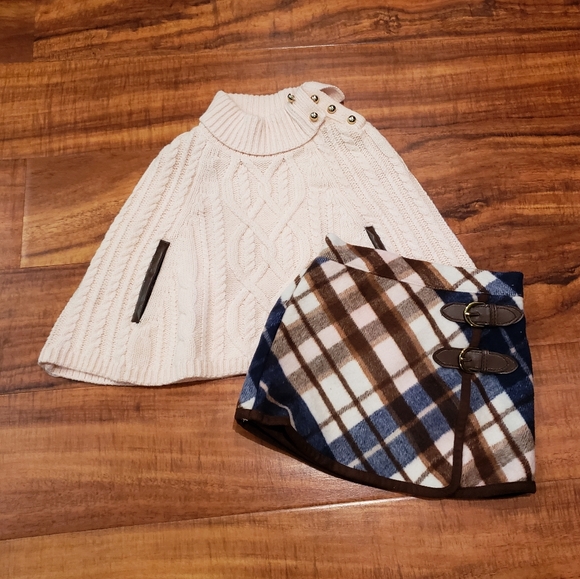 Janie and Jack NWT 3-6 months pink sweater cape and matching plaid skirt - Picture 2 of 10